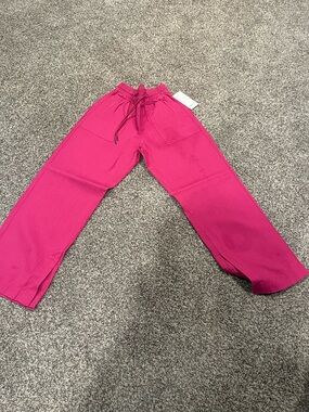Athleta Wide Leg Drawstring Pants in Bright Pink